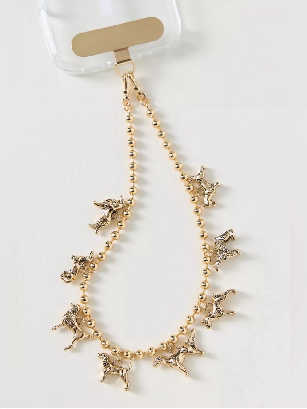Anthropologie dog charm phone chain gold NWT